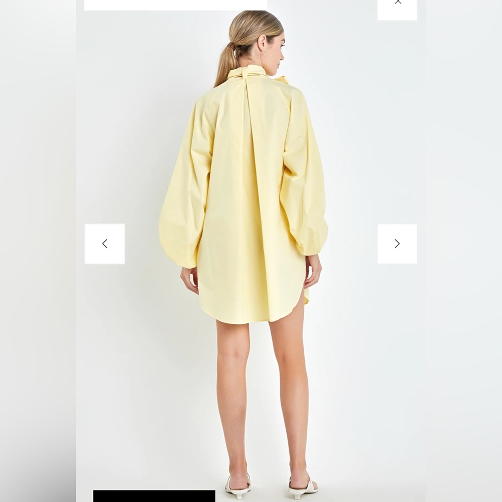 English Factory Cotton Tie-Neck Mini Shirt Dress - Picture 3 of 7